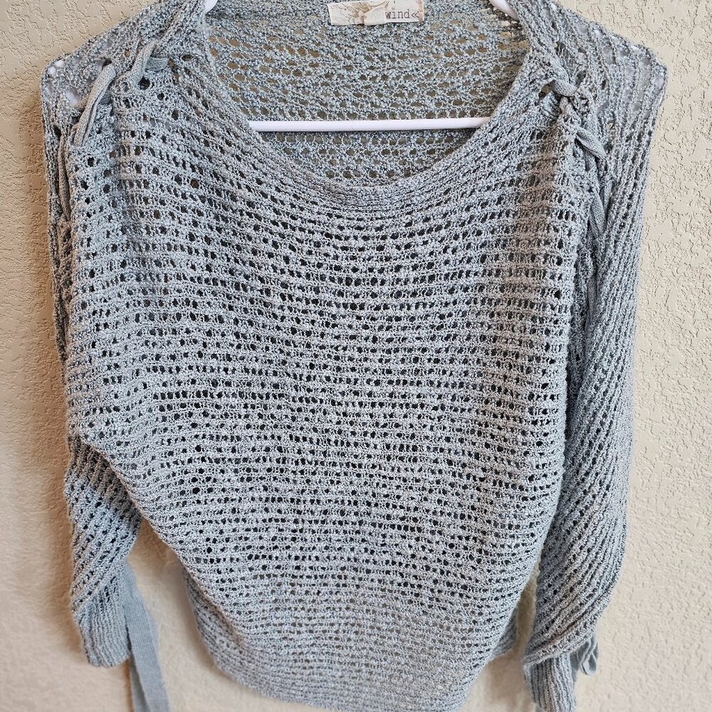 Light Sage Green Crochet Sweater